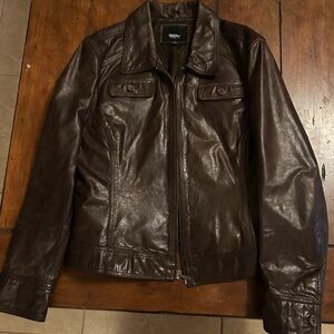 Men's Brown Leather Jacket Mossimo